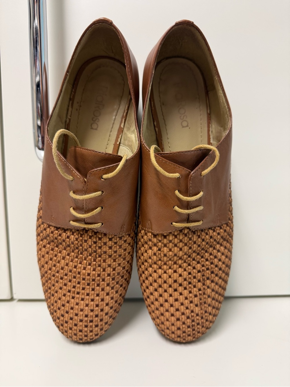 Ria Rosa Women’s Brown Woven Leather Oxford Shoes Size US & - Picture 1 of 8